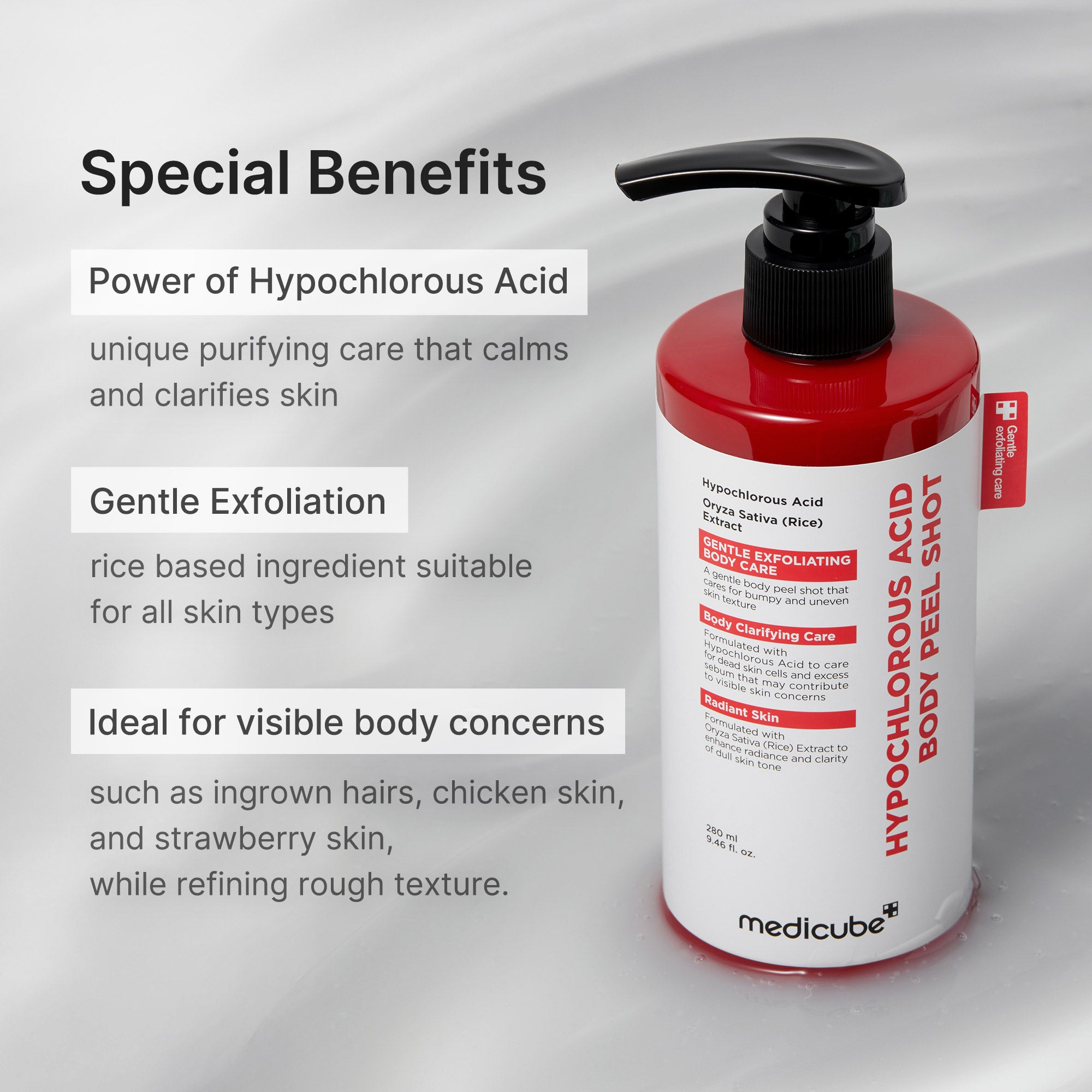 hypochlorous acid rice body peel shot